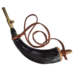 Pulverhorn mit Absperrhahn aus Messing