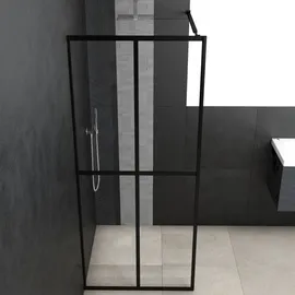 vidaXL Walk-In-Dusche 80 x 195 cm schwarz Sicherheitsglas