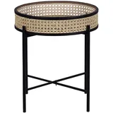 Beliani Beistelltisch Rattan / Metall schwarz ⌀ 36 cm