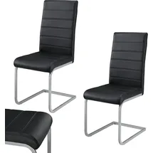 Juskys Freischwinger Stuhl Vegas 2er Set mit Kunstleder Schwarz