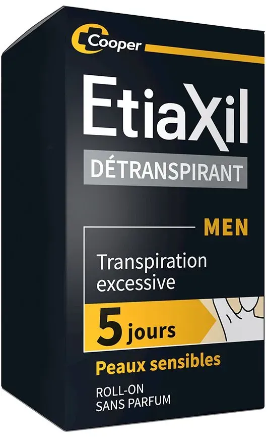ETIAXIL - Déodorant Détranspirant - Traitement Transpiration Excessive - Aisselles - HOMME - Peaux Sensibles 15 ml Rouleau