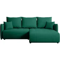 Beautysofa Eckschlafsofa, Grün, Textil, L-Form,L-Form, 221x153 cm, Wohnzimmer, Sofas & Couches, Wohnlandschaften, Ecksofas