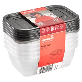 KEEEPER Frischhaltedose eckig transparent 5 x 0,5 l