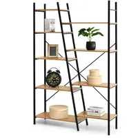 Compleo Bücherregal Blumenständer, Loft design, Breite: 120 cm, Leiterregal braun|schwarz