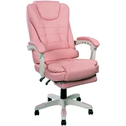 Schreibtischstuhl Design Bürostuhl Racing Chair Chefsessel Fußstütze Rosa