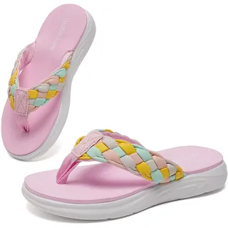 WateLves Flip Flops Kinder Zehentrenner Mädchen Badelatschen mit dicken Sohlen Sommer Strand und Pool Rutschfeste Zehensandalen(Gelbgrün, 33EU) - 33 EU