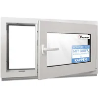 Framex Kellerfenster Fenster Kunststofffenster Weiß Breite x Höhe 80 x 40 cm (800 x 400 mm) 2-fach (32 mm) Dreh Kipp DIN Rechts - Premium - Alle Größen