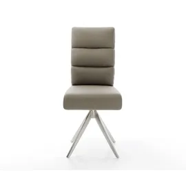 DeLife Esszimmerstuhl Pela-Flex Echt-Leder Schlamm Kreuzgestell kantig Edelstahl Taschenfederkern, Esszimmerstühle