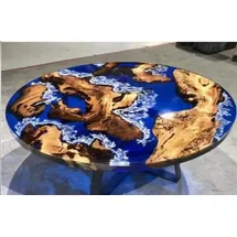 JV Möbel Ozeanblauer Epoxidtisch 120 x 75 x 120 cm blau