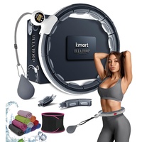 Smart Weighted Hula Ring Hoops, Hula Circle Abnehmbarer Fitnessring mit 360 Grad Auto-Spinning Ball Massage, Gymnastik, Erwachsene Fitness für Gewichtsverlust (Schwarz)