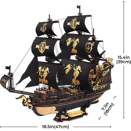 ROBOTIME ROKR Seahorse Barque MCB02 Holz 47 x 18 x 39 cm
