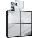 Vladon Highboard 104 x 105,5 x 35,5 cm Schwarz matt / Weiß Hochglanz
