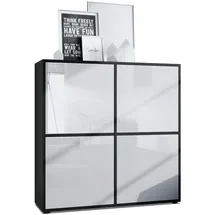 Vladon Highboard 104 x 105,5 x 35,5 cm Schwarz matt / Weiß Hochglanz