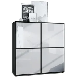 Vladon Highboard 104 x 105,5 x 35,5 cm Schwarz matt / Weiß Hochglanz