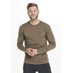 Langarmshirt VIRTUS "JOKERS M L/S", Herren, Gr. S, grün (olivgrün, meliert), 86% Polyester, 10% Viskose, 4% Elasthan, unifarben, casual, normal, Rundhals, Langarm, Shirts, mit innovativer Quick Dry-Technologie