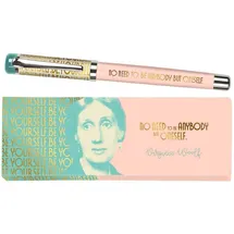 Moses moses. Tintenroller Virginia Woolf, Tintenschreiber aus Metall mit blauer Mine, Bedruckt mit Zitat von Virginia Woolf, in einer schönen Schachtel