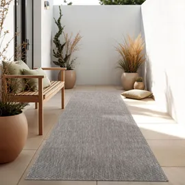 Paco Home - In- & Outdoor Teppich, Flachgewebe Einfarbig Modern Wetterfest für Terrasse Küche 80x250 cm, Grau