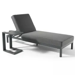 Oviala Business Sonnenliege mit Ablage aus grauem Aluminium