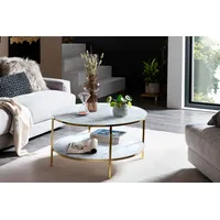 SalesFever Couchtisch mit 2 Ablagen Marmor-Optik Ø 80x45 cm x 45 cm x 80 cm,