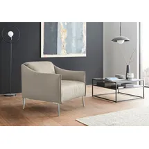 W.Schillig Cocktailsessel "sally", grau (eisgrau z59), B:84cm H:78cm T:84cm, Longlife Xtra-Leder Z59: Glattleder mit modischer Prägung. Hautstärke 0, 9 - 1, 1 mm., Sessel, Cocktailsessel, mit Metallfüßen in Chrom glänzend