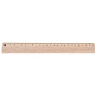 Metrie, Scholar-M25, Holzlineal, 1 abgeschrägte Kante,einseitige mm Skala, mit Aufhängebohrung, 25 cm abgeschrägte Kanten: einseitig