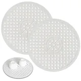 OUTALIZ Spülbeckeneinlage, 2 Stück Runde Spülbeckeneinlage, 31 x 31 cm Küchenspüle Matte, Weiß Kautschuk Spülbeckenmatte, Spülbeckeneinlage Gummi, Spülbeckeneinlage Kautschuk Gummi Rund