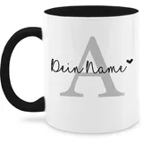 Tasse Tassen 325ml - Buchstabe Name anpassbar Herzchen I Geschenk Anfangsbuchstabe mit Name - 325 ml - Schwarz - dem buchstaben initial personalisierte geschenke lebenspartner den wunschname