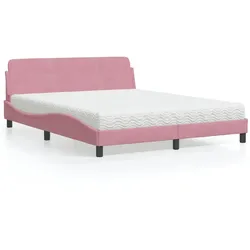 Bett mit Matratze Rosa 160x200 cm Samt