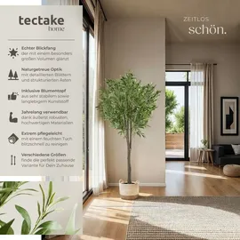 Tectake tectake® Künstlicher Olivenbaum, verschiedene Größen, mit viel Volumen, stabiler Kunststoff-Blumentopf