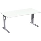 geramöbel Flex höhenverstellbarer Schreibtisch weiß rechteckig, C-Fuß-Gestell silber 160,0 x 80,0 cm