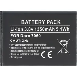 AccuCell Akku passend für Doro 7030, 7080, Li-ion, 3,7V, 1350mAh, 5,0Wh