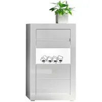 Furn.design Vitrine weiß Hochglanz und Stone Design grau Vitrinenschrank