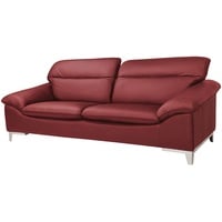 Mivano Ledersofa Teresa / Große Echtleder-Couch mit verstellbaren Kopfstützen / 235 x 84 x 109 / Leder Rot