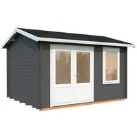 Palmako Gartenhaus Iris 9,6 m2 - 28 mm dunkelgrau/weiß