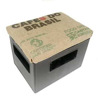 Kaffeesack- Bierkastensitz, Sitzkissen, gepolsterte Sitzauflage f. Getränkekiste