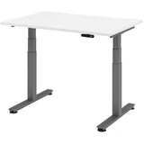 Hammerbacher XDSM12 elektrisch höhenverstellbarer Schreibtisch weiß rechteckig, T-Fuß-Gestell grau 120,0 x 80,0 cm