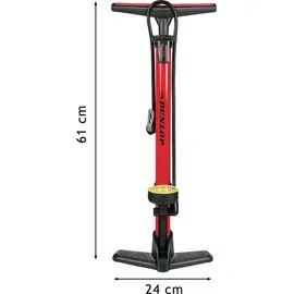 Dunlop Fahrradpumpe mit Manometer - Rot