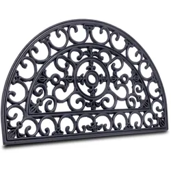 Fußmatte HANSE HOME "Mix Mats Gusseisen-Optik Gummi Fleur, Türmatte", schwarz, B:45cm H:8mm L:75cm, Gummi, Teppiche, Strapazierfähig, pflegeleicht, robust, wetterfest, UV-beständig