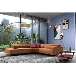 Ecksofa EGOITALIANO, braun (brandy), B:314cm H:96cm T:284cm, Luxus-Micofaser Lederoptik (100% Polyester) ist ein neues technisches Gewebe mit einem visuellen und taktilen Aspekt, der dem Nubuk sehr nahe kommt, mit innovativen Eigenschaften. Seine außerordentliche Weichheit kommt von einem exklusiven Produktionsprozess, der Unreinheiten und Unregelmäßigkeiten beseitigt. Das Ergebnis ist eine bemerkenswert samtige Faser, die durch das Vorhandensein von Körnern verstärkt wird. Von der einfarbigen Eleganz der warmen Farben und der Vielfalt an trendigen Farben, die es zu seiner eigenen Stärke und Persönlichkeit machen., Sofas, mit Relaxfunktion und verstellbaren Kopfteilelementen