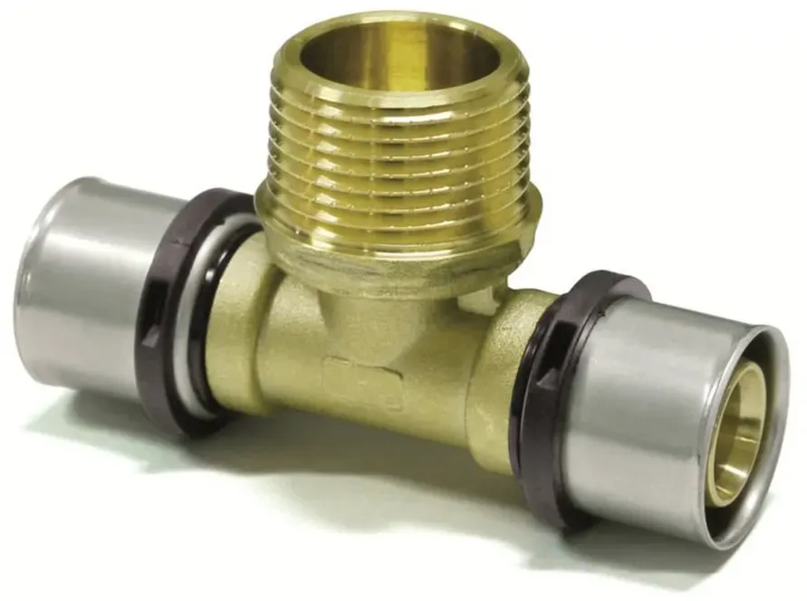 Sanpro Pressfitting T-Stück Außengewinde TH Kontur, Größe 16x2 - Gewinde 1/2