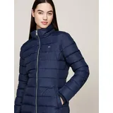 Steppmantel TJW ESSENTIAL HOODED DOWN COAT Fellimitat Logostickerei blau M 38