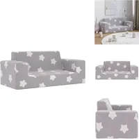 Vidaxl - Kindersofa 2-Sitzer Hellgrau mit Sternen Weich Plüsch - Kindersofa - Kindersofas - Minisofa - Minicouch