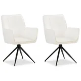 Homestyle4u 2er Set Polsterstühle Drehbar in Weiß 2859