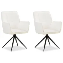 Homestyle4u 2er Set Polsterstühle Drehbar in Weiß 2859