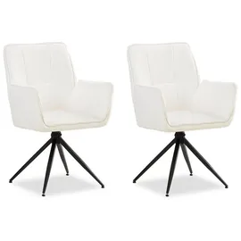 Homestyle4u 2er Set Polsterstühle Drehbar in Weiß 2859