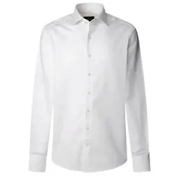 Hackett London für Herren. HM3010310 Formell geschnittenes Hemd weiß (4XL), Lässig, Baumwolle, Langarm