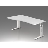 HAMMERBACHER US18 höhenverstellbarer Schreibtisch weiß Trapezform, C-Fuß-Gestell weiß 180,0 x 100,0 cm