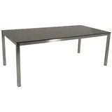 DEGAMO Gartentisch Sydney 200 x 100 x 74 cm Edelstahl gebürstet/Glas in 3D Keramikoptik anthrazit