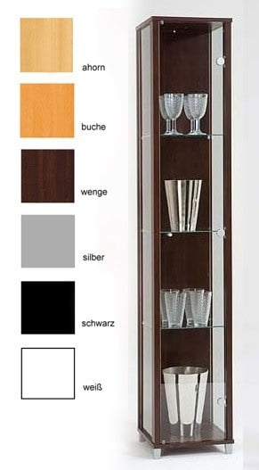 Glasvitrine schmal in 7 Farben