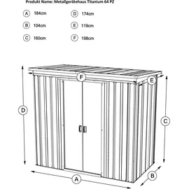 YardMaster Titanium 64 PZ 1,98 x 1,19 m silber